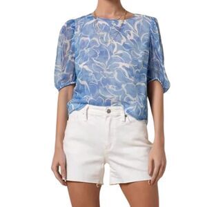 NWT Paige Relaxed Silhouette Puff Elbow Sleeve Crew Neck Blouse Top, Size S